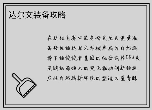 达尔文装备攻略