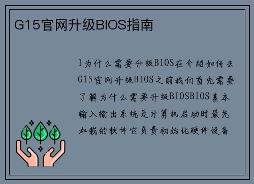 G15官网升级BIOS指南